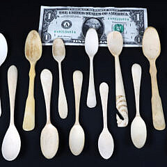 Fifteen Whaler Made Whale Bone Spoons, 19th Century