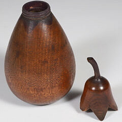 Antique Japanese Carved Wood “Eggplant” Tea Caddy