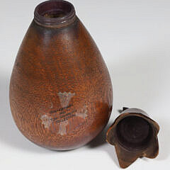 Antique Japanese Carved Wood “Eggplant” Tea Caddy
