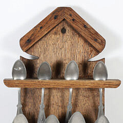 Antique Nantucket Hanging Spoon Rack with Eight Spoons