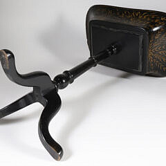 Antique Chinoiserie Black and Gilt Lacquer Tray on Later Stand