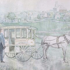 Barbara van Winkelen Watercolor on Paper “The Mount Vernon Stock Farm” Wagon