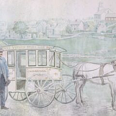 Barbara van Winkelen Watercolor on Paper “The Mount Vernon Stock Farm” Wagon