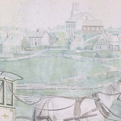 Barbara van Winkelen Watercolor on Paper “The Mount Vernon Stock Farm” Wagon