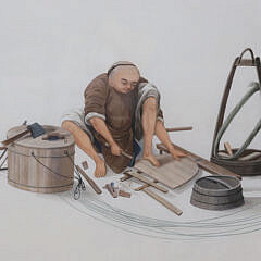 Pair of Chinese Export Occupational Watercolors, 19th Century