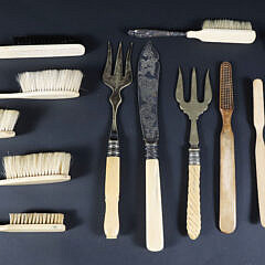 Fifteen Bone and Silver Handle Brushes and Forks, Etc.,19th Century/20th Century