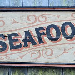 Vintage Hand Painted Seafood Fish Market Advertising Trade Sign