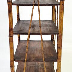 Antique Bamboo and Pine Etagere Bookshelf, 19th Century