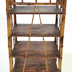 Antique Bamboo and Pine Etagere Bookshelf, 19th Century