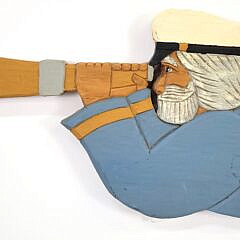 David Small Carved & Painted Folk Art Nantucket Sea Captain Plaque