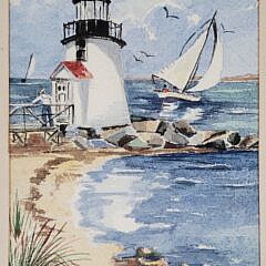 Vintage Anne H. Mellin Watercolor “Brant Point, Nantucket”