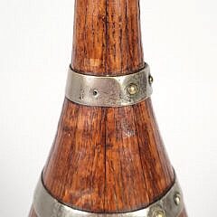 Antique English Edwardian Bound Oak Wine Bottle