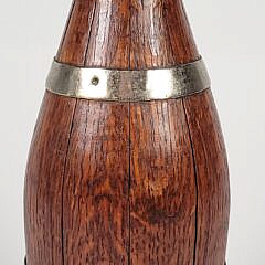 Antique English Edwardian Bound Oak Wine Bottle