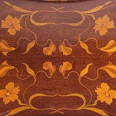 Fine 19th C. Mahogany Satinwood Floral Inlaid Serving Tray