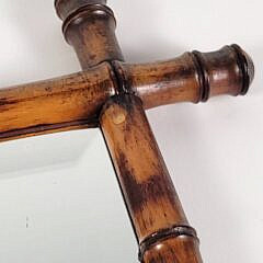 Antique Carved Faux Bamboo Diminutive Hanging Mirror