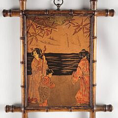 Antique Carved Faux Bamboo Diminutive Hanging Mirror