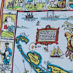 Vintage Tony Sarg Nantucket Map Silk Scarf