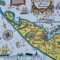 Vintage Tony Sarg Nantucket Map Silk Scarf