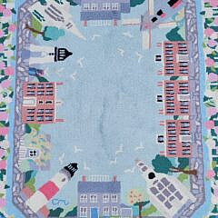 Large Vintage Claire Murray Nantucket Landmarks Hooked Rug