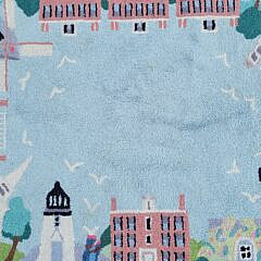 Large Vintage Claire Murray Nantucket Landmarks Hooked Rug