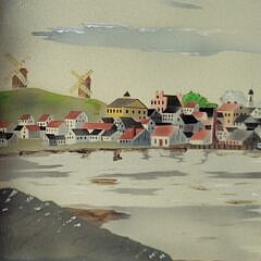 Rare Vintage Hitchcock Nantucket Harbor Reverse Painted Mirror