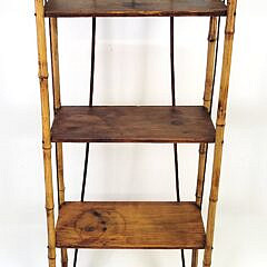 Antique 19th Century Bamboo and Pine Etagere Bookshelf