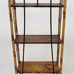 Antique 19th Century Bamboo and Pine Etagere Bookshelf
