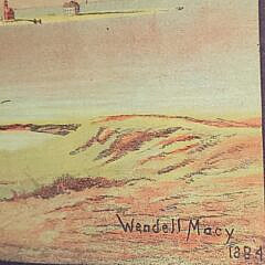 1884 Wendell Macy Stone Lithograph “View of Nantucket Town From Monomoy”