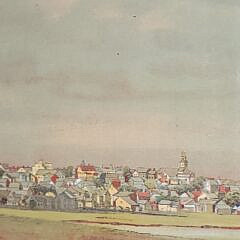 1884 Wendell Macy Stone Lithograph “View of Nantucket Town From Monomoy”