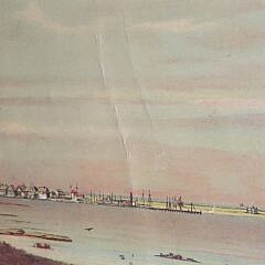 1884 Wendell Macy Stone Lithograph “View of Nantucket Town From Monomoy”