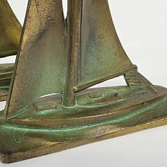 Pair of Vintage Art Deco Patinated Brass Sailboat Bookends
