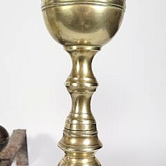 Early 19th C. Boston Brass Ball Top Andirons
