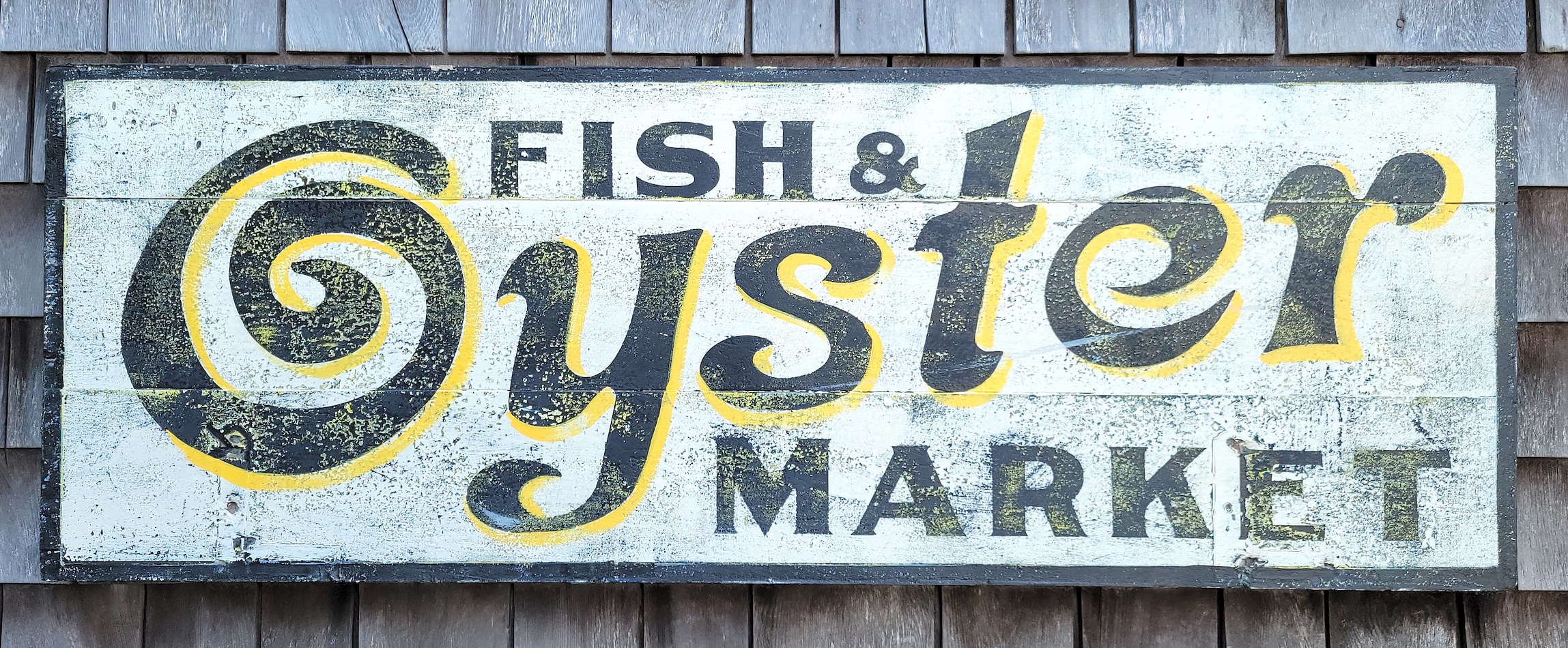 Antique Style Painted Fish and Oyster Market Trade Sign - Antique Style ...