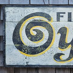 Antique Style Painted Fish and Oyster Market Trade Sign