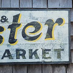 Antique Style Painted Fish and Oyster Market Trade Sign
