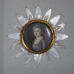 Miniature Round Portrait of a Young Lady, 19th Century