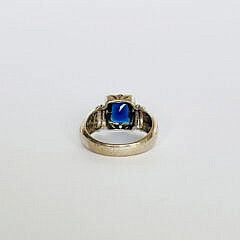Sterling Silver Ring Set with Blue Stone