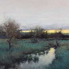 Dennis Sheeham Tonalist Oil on Canvas “Nantucket Creek”
