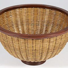 Harry Hilbert Round Open Wood Trimmed Nantucket Basket Bowl