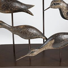 Collection of Five Antique Carved and Painted Shorebird Decoys