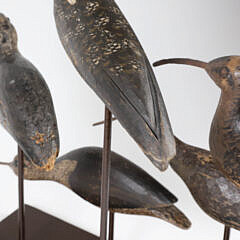 Collection of Five Antique Carved and Painted Shorebird Decoys