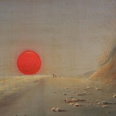 Robert Bushong Acrylic on Board, Sunset on Hummock Pond, circa 1964