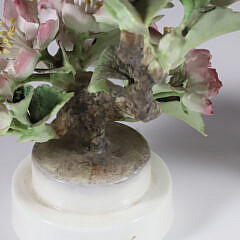 Pair of Royal Worcester Porcelain Apple Blossom and Bee Sculptures