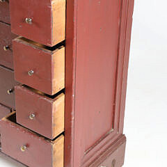 Red Stained Pine Apothecary Chest, 19th Century
