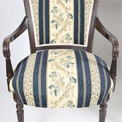 Pair of Regency Style Carved and Upholstered Open Armchairs
