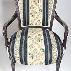 Pair of Regency Style Carved and Upholstered Open Armchairs