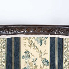 Pair of Regency Style Carved and Upholstered Open Armchairs