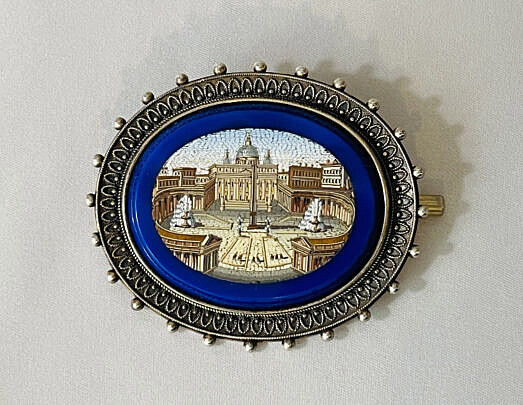 2-5297 Micro Mosaic Brooch St Peters Basilica A IMG_9231