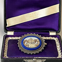 Antique Micro Mosaic Brooch – Pendant Depicting Saint Peter’s Basilica in Vatican City