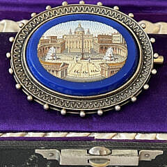 Antique Micro Mosaic Brooch – Pendant Depicting Saint Peter’s Basilica in Vatican City